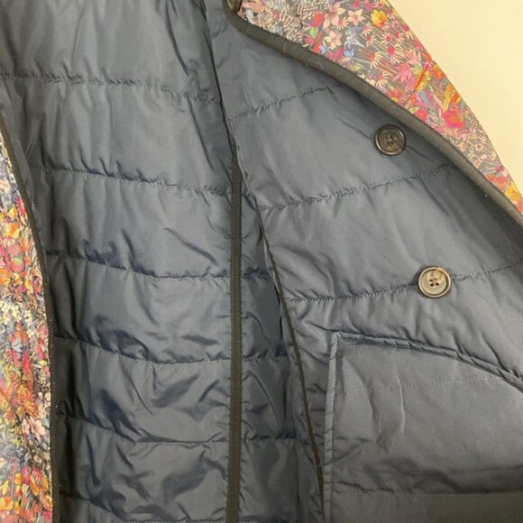 J.Crew x Liberty S Reversible Quilted Puffer Jacket Coat Navy Floral Print - Picture 11 of 13